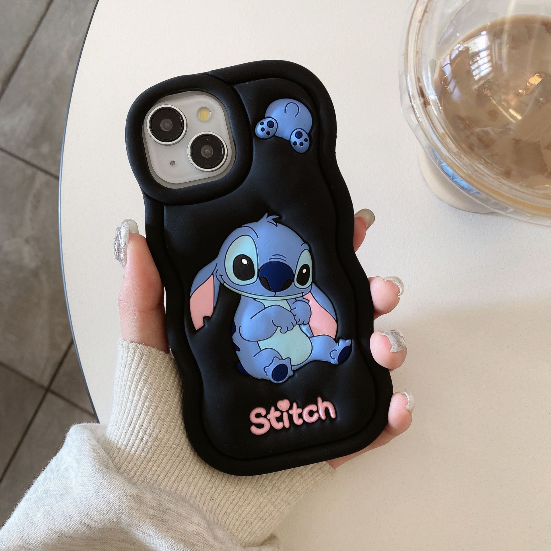 Cartoon Silicone Stitch English Anti-drop Protective Suitable for141516Promax Phone Case ddmythur