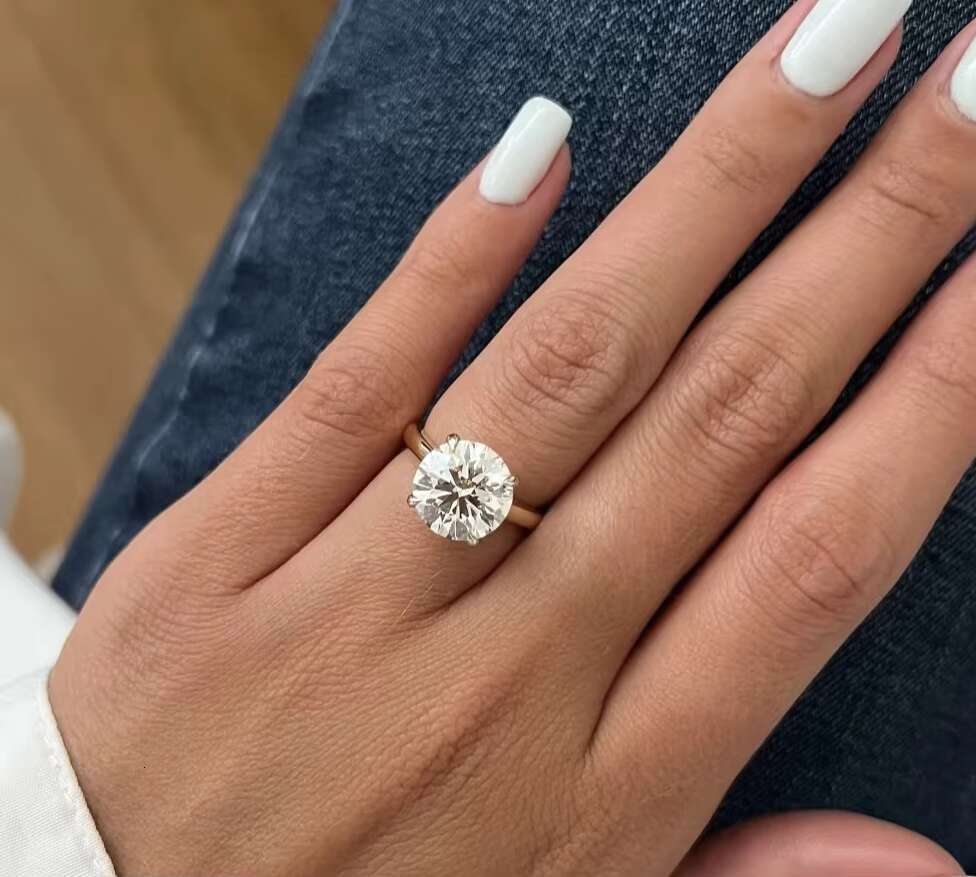 Anster Jewelry IGI Lab Diamond Ring 3.0ct Round Diamond 18k Gold Ring Engagement Wedding Band Classic Gift Band