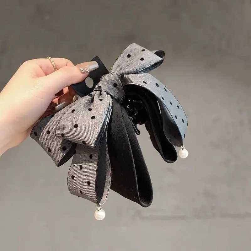 1pc Sweet bow hair clip half tied hair clip exquisite clip Korean East Gate temperament polka dot ponytail clip female Z250707