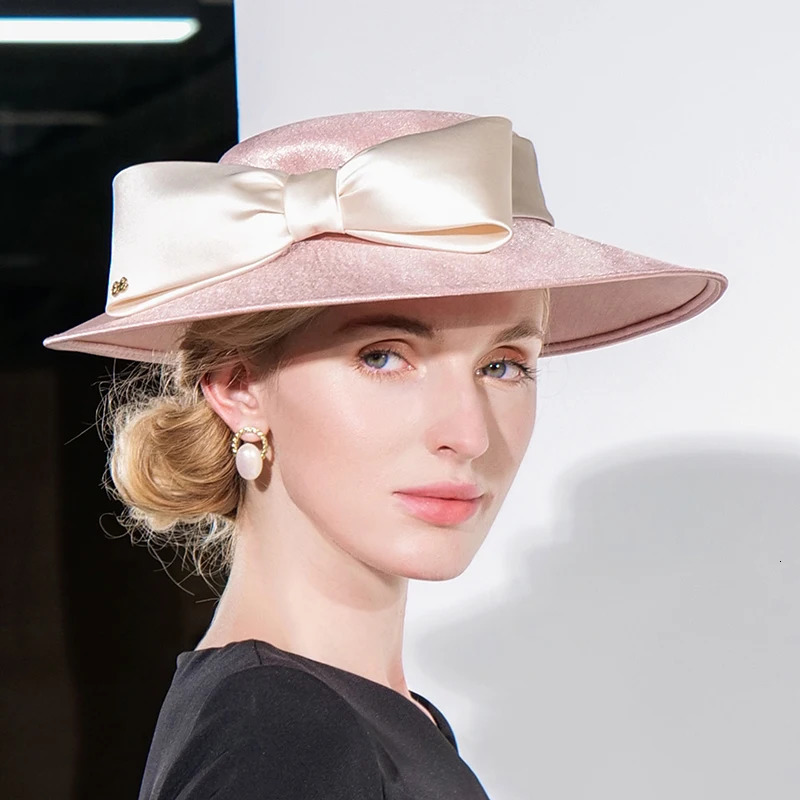 162 Lady Wide Brim Fedora Hat Summer Sweet Lovely Elegant British Top Sunscreen Female Hats Military Hat 250707