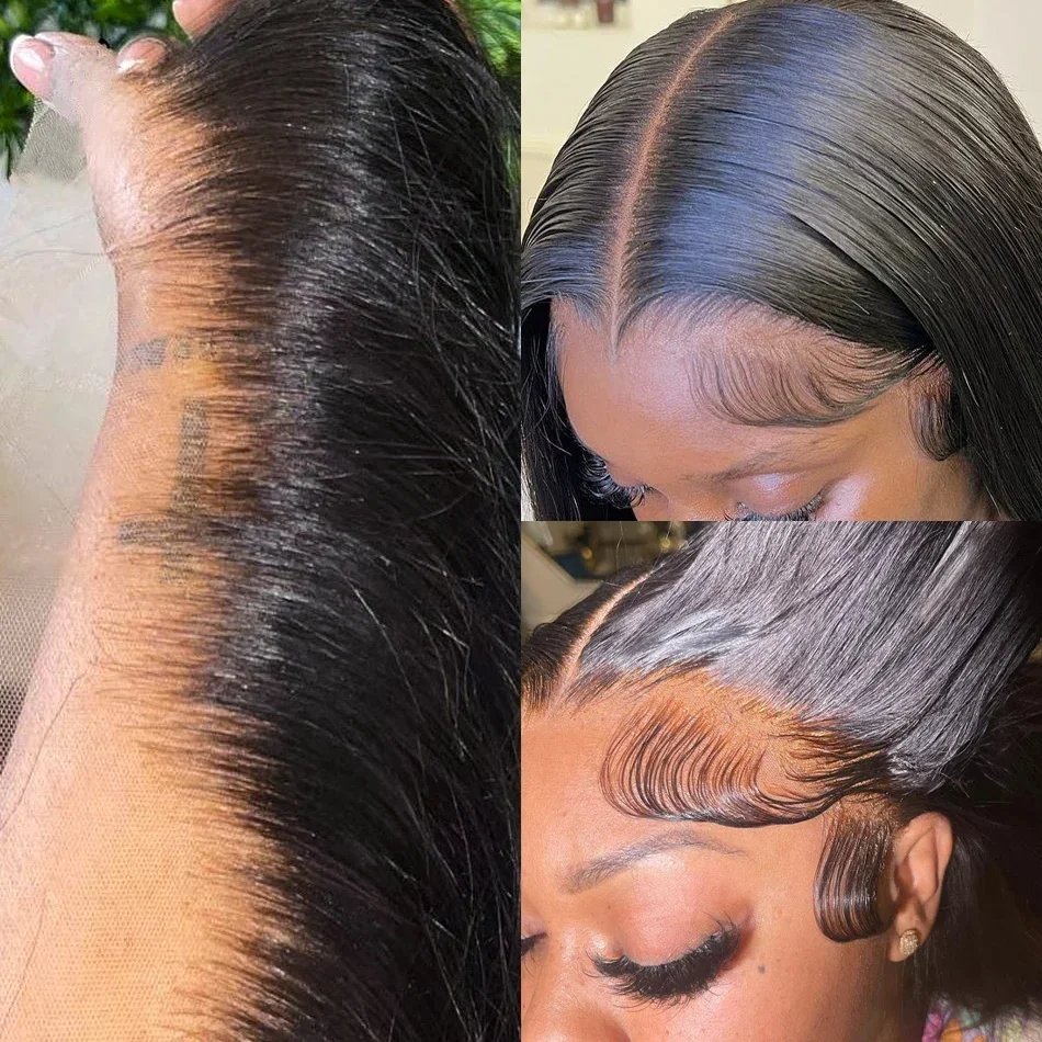 180 Density Straight Hair Similar to Real Human Hair Wigs Brazilian 13x4 Lace Front Wigs For Black Women Pre Plucked Black Color Synthetic Frontal Wig