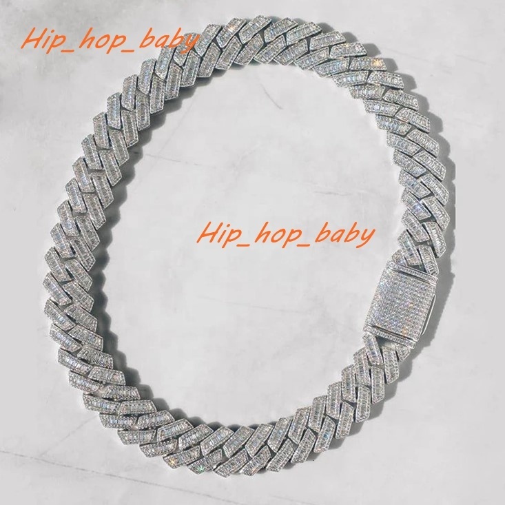 Luxury Jewelry Hip Hop Iced Out Moissanite Sliver 925 Tennis Chain Moissanite Cuban Chain Link for Men