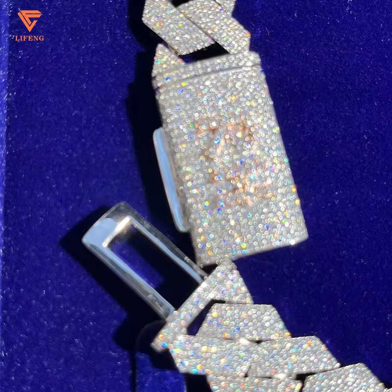 Lifeng Luxury 18mm Moissanite Cuban Chain Custom Jewelry for Hip Hop Fans Iced Out Diamond Cuban Necklace