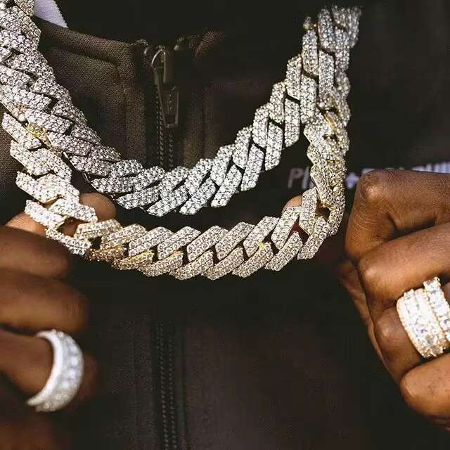Iced Out Hip Hop Jewelry 925 Silver Moissanite Cuban Link Chain Hip Hop Necklace Men Iced Out Moissanite Cuban