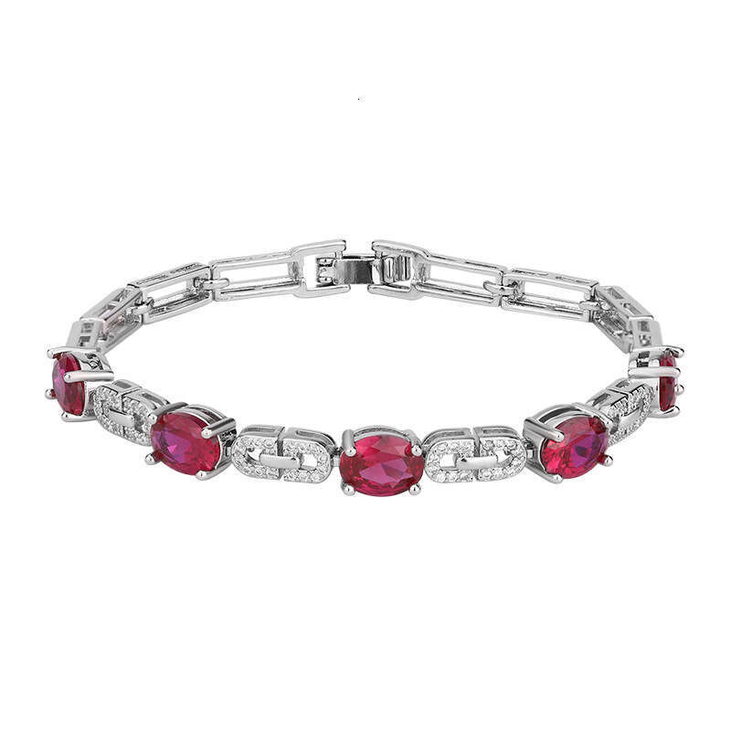 New Jewelry Bracelet Fashion Colorful Gemstone Emerald Red Versatile High-End Light Women's Accessory Fdf
