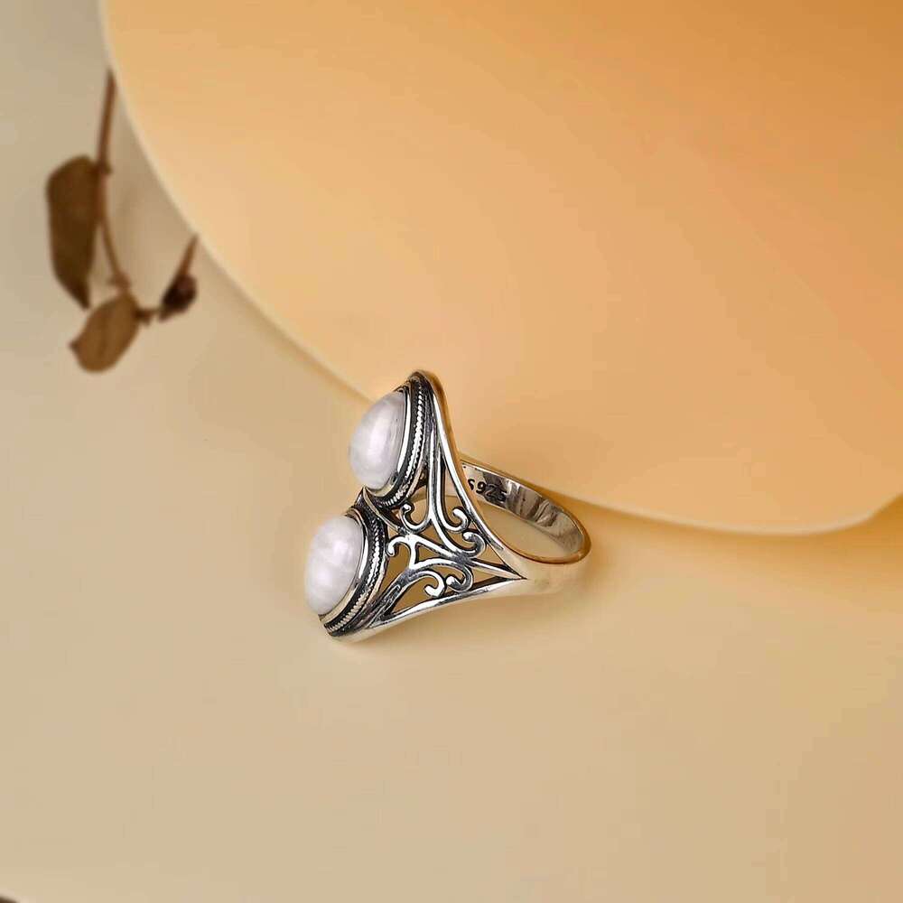 Luxury Natural Rainbow Moonstone Ring Women Men fashion Jewelry Delivery