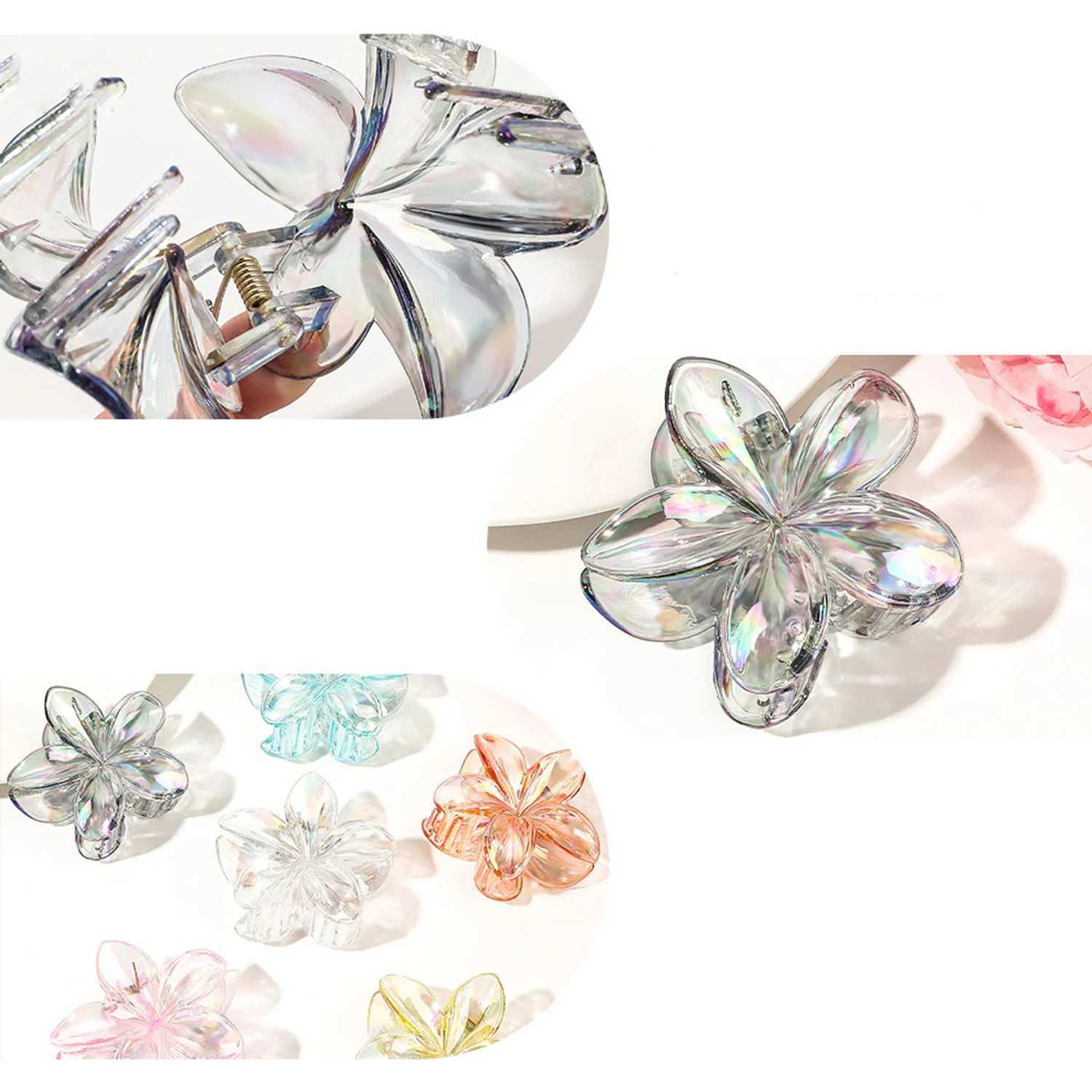 Transparent Flower Hair Claw Clips Women Crab Hair Clip Floral Hair Claws Ponytail Holder Hair Clips Hairpin Barrette Headwear Z250707