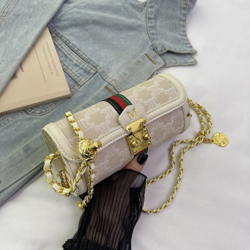 Designer High-End Small for Women 2025 New Cylinder French Style Phone Shoulder Versatile Patchwork Crossbody Light Luxury Women's Bag