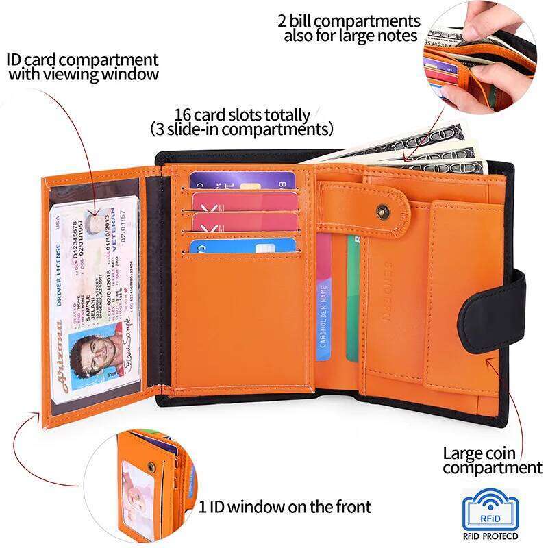 2025 men wallet geniune leather short card holders composite coin purses stock RFID