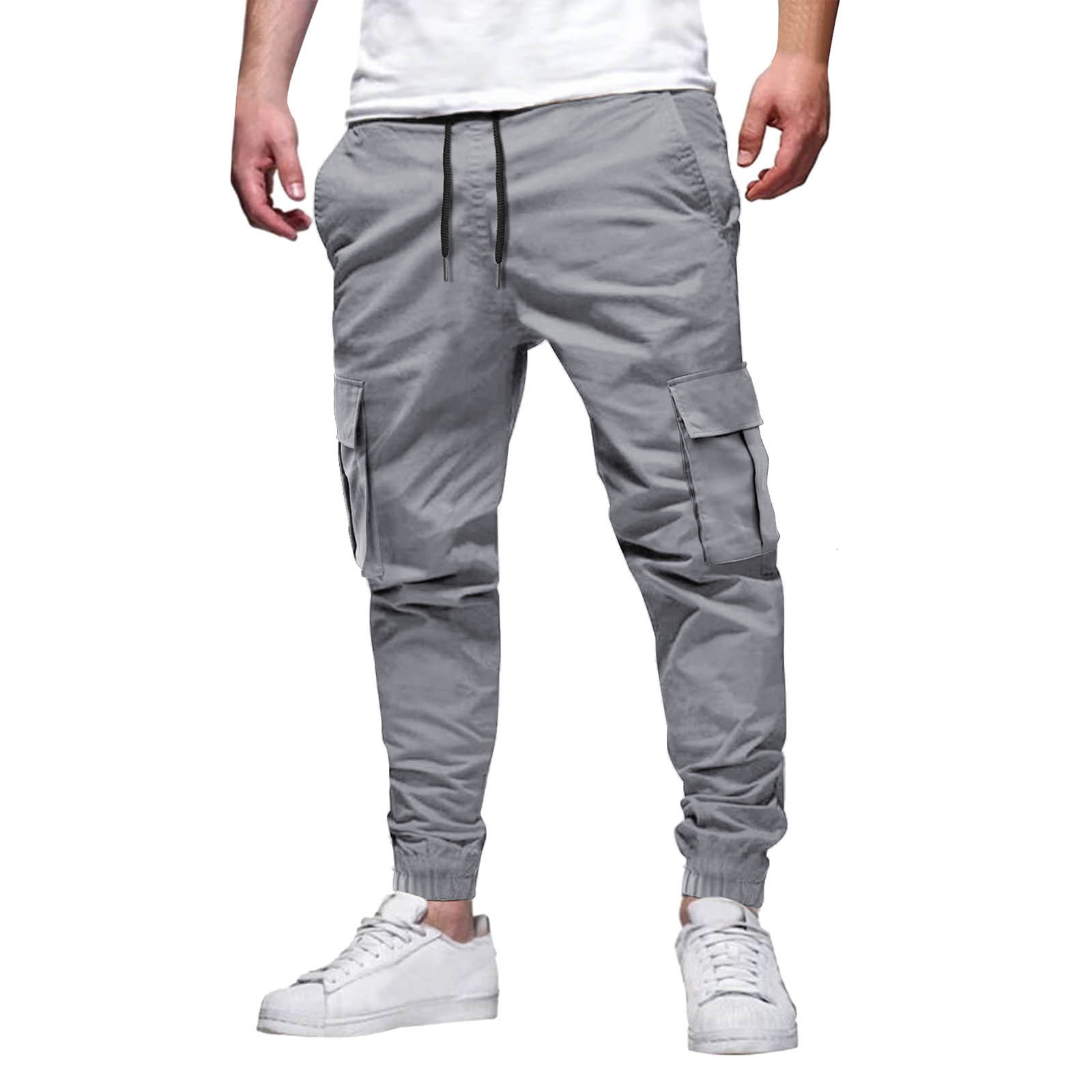 Mens MultiPocket Drawstring Casual Cargo Pants Mens Autumn and Summer New Cargo Pants 241021