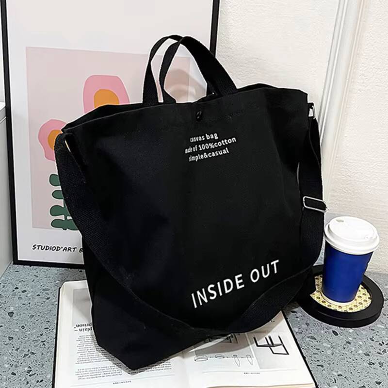 High Quality Women Canvas Shoulder 2023 Shopping Bags Students Book Bag Cotton Cloth Handbags Large Tote For Girls wallet ddmynov