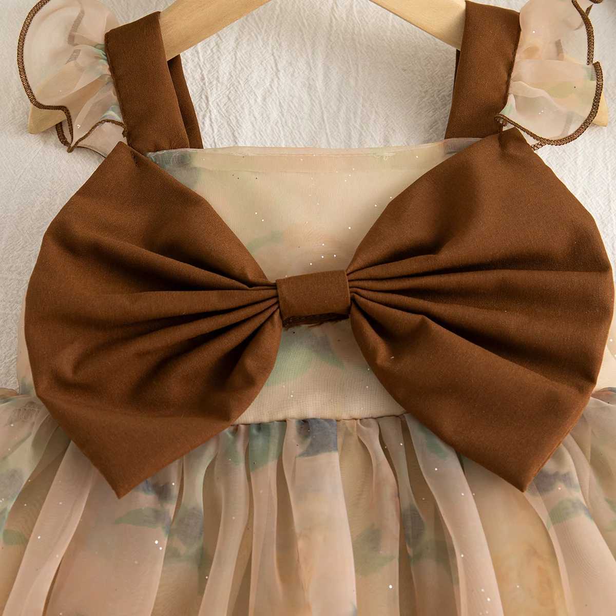 Baby Clothes Girl Summer Bow Tie-Dye Style Halter Puffy Girl Kids Dress Cute Casual Baby Dresses Kids Princess Dresses R250707