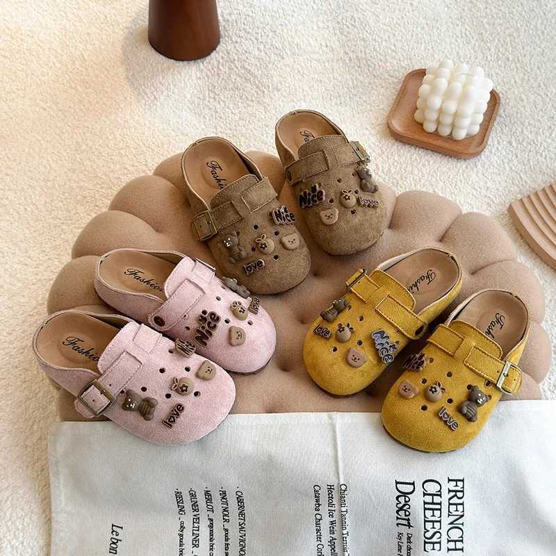 2025 Children Mules for Girls Spring Autumn New Fashion Korean Style Soft Bottom Non-slip Versatile Cut-outs Sweet Casual Shoes R250707