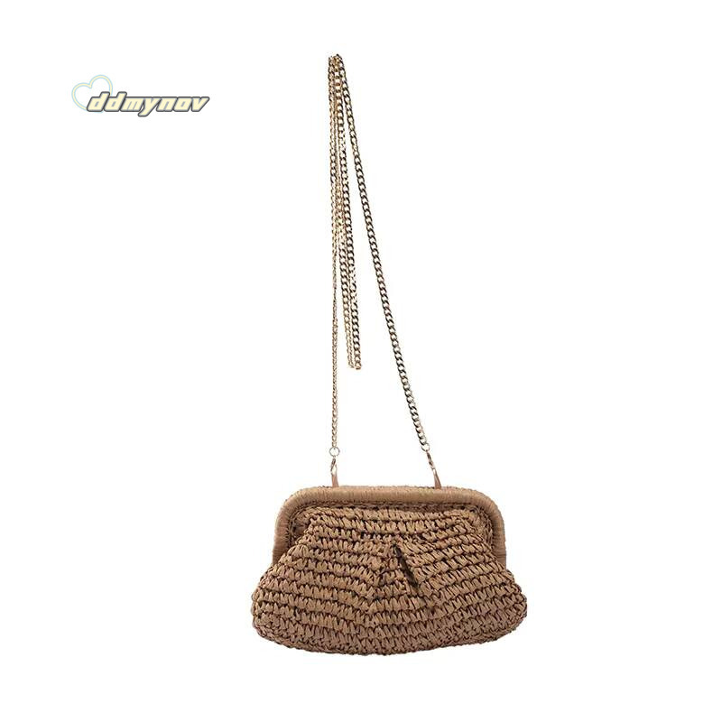 Gusure Summer Designer Shoulder Straw Weaving Clutch Purse Women Dumpling Crossbody Beach Bag Fashon Cloud Pouch ddmynov