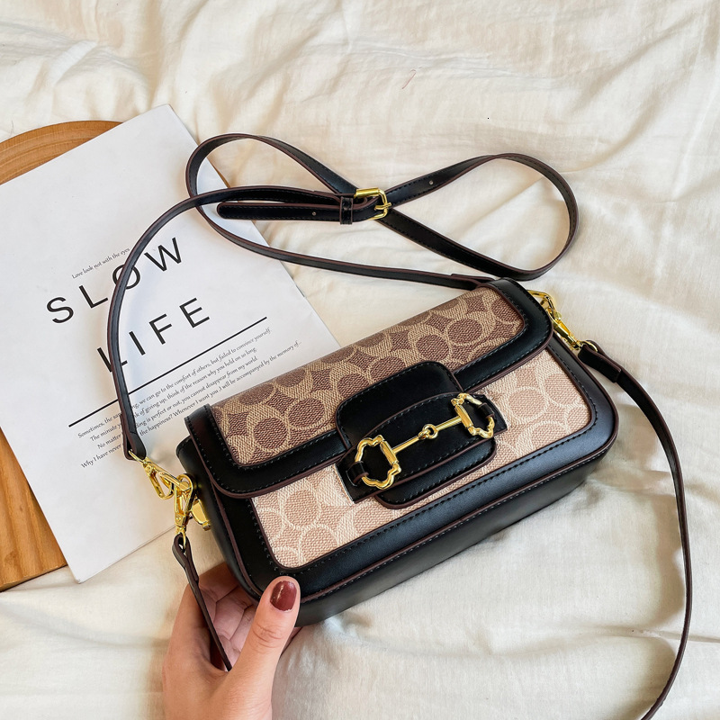 Designer 2025 New for Women Elegant Fashion Saddle Color-Block Small Square Shoulder Crossbody Light Luxury Women's Bag