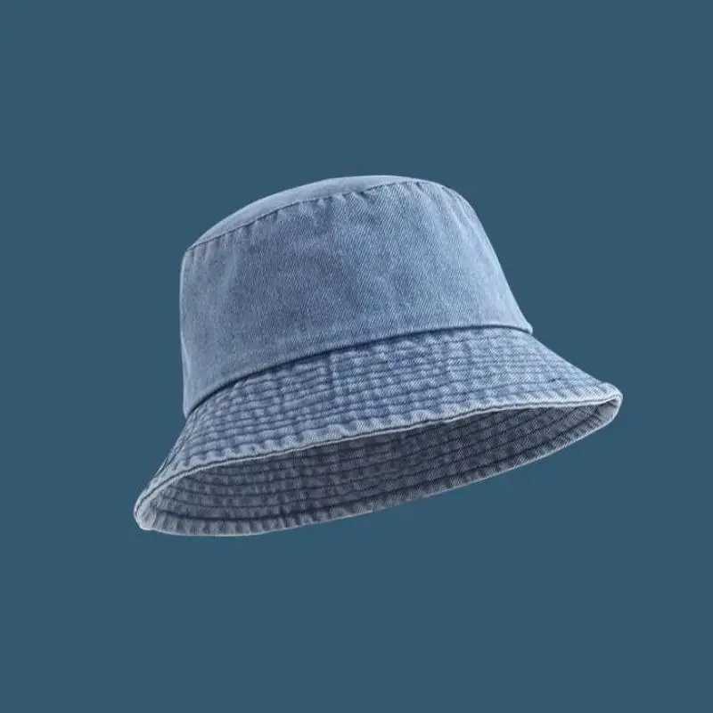 Womens Washed Denim Bucket Hat Spring Summer Fashion Unisex Casual Trendy Fisherman Cap Men Sunshade Breathable Korean Style Y250707
