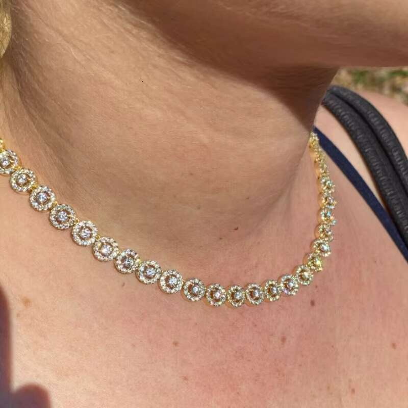 Hip Hop 14k 2mm 3mm 4mm 5mm 6mm Tennis Chain Sterling Silver VVS Diamond Necklace Moissanite Tennis Chain