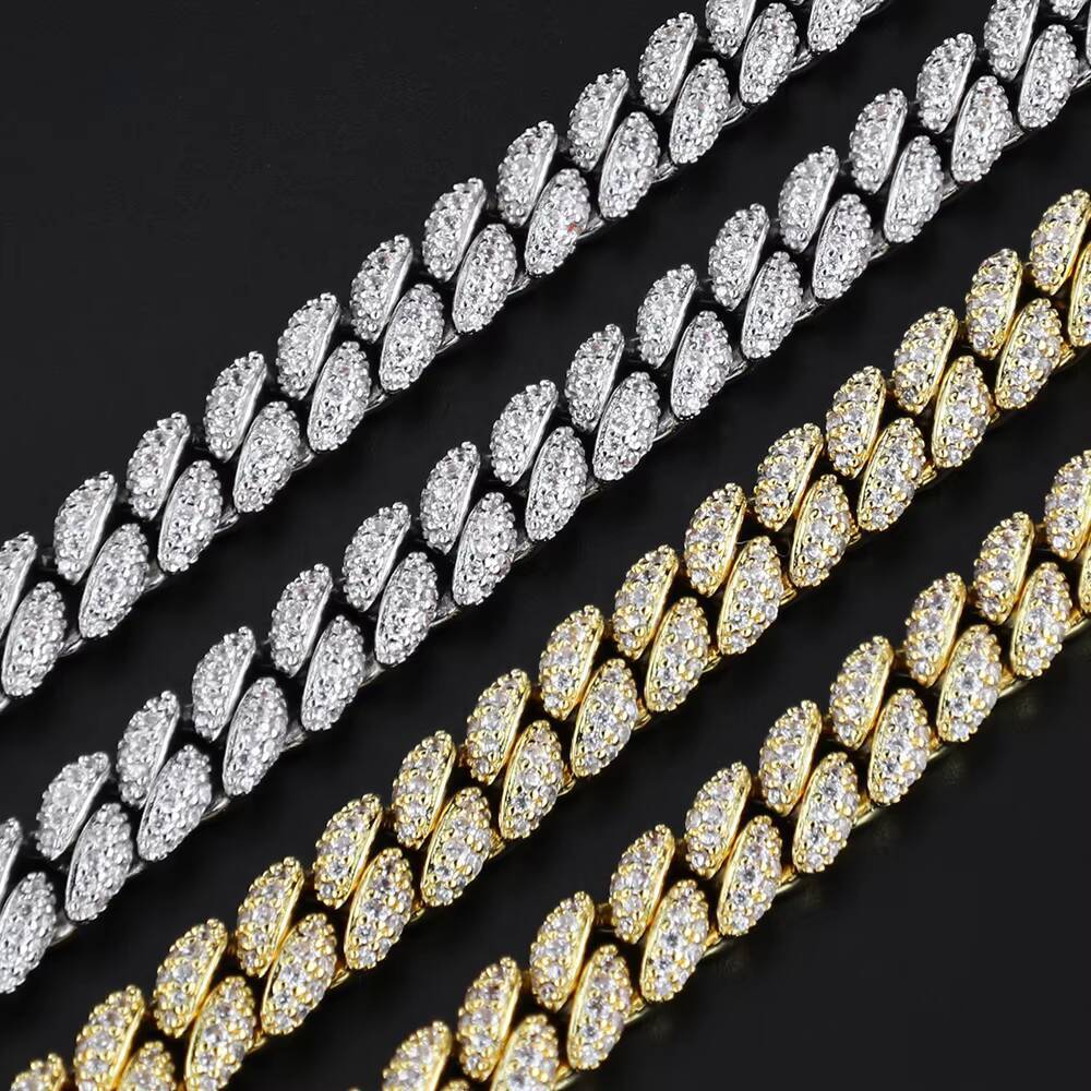8mm Prong Cuban Link Chain Iced Out Pass Dia Tester Vvs Moissanite Sterling Sier Necklace