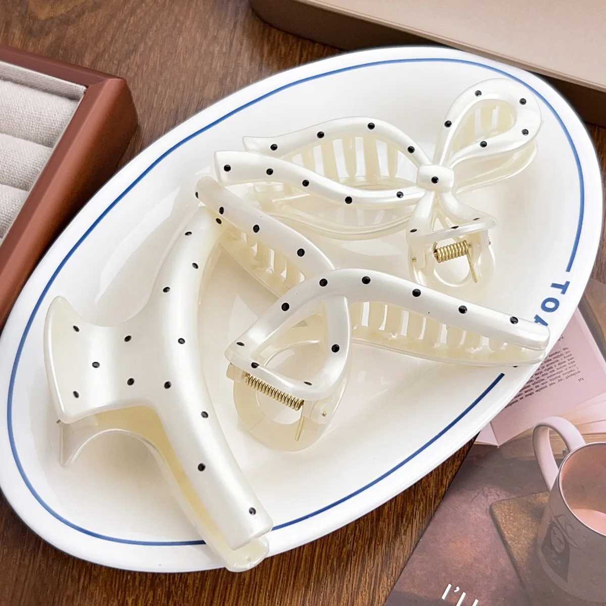 ute Polka Dot Bow Clip Multi-Volume Large Hair Clip Versatile Hair Accessories For Women Y250707