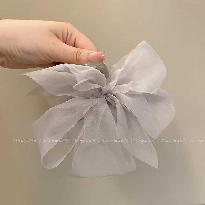 Summer Chiffon Bow Clip Female Ponytail Braid Hair Claw Clip Elegant Large Shark Clip Hair Accessories Gift Headdress Z250707