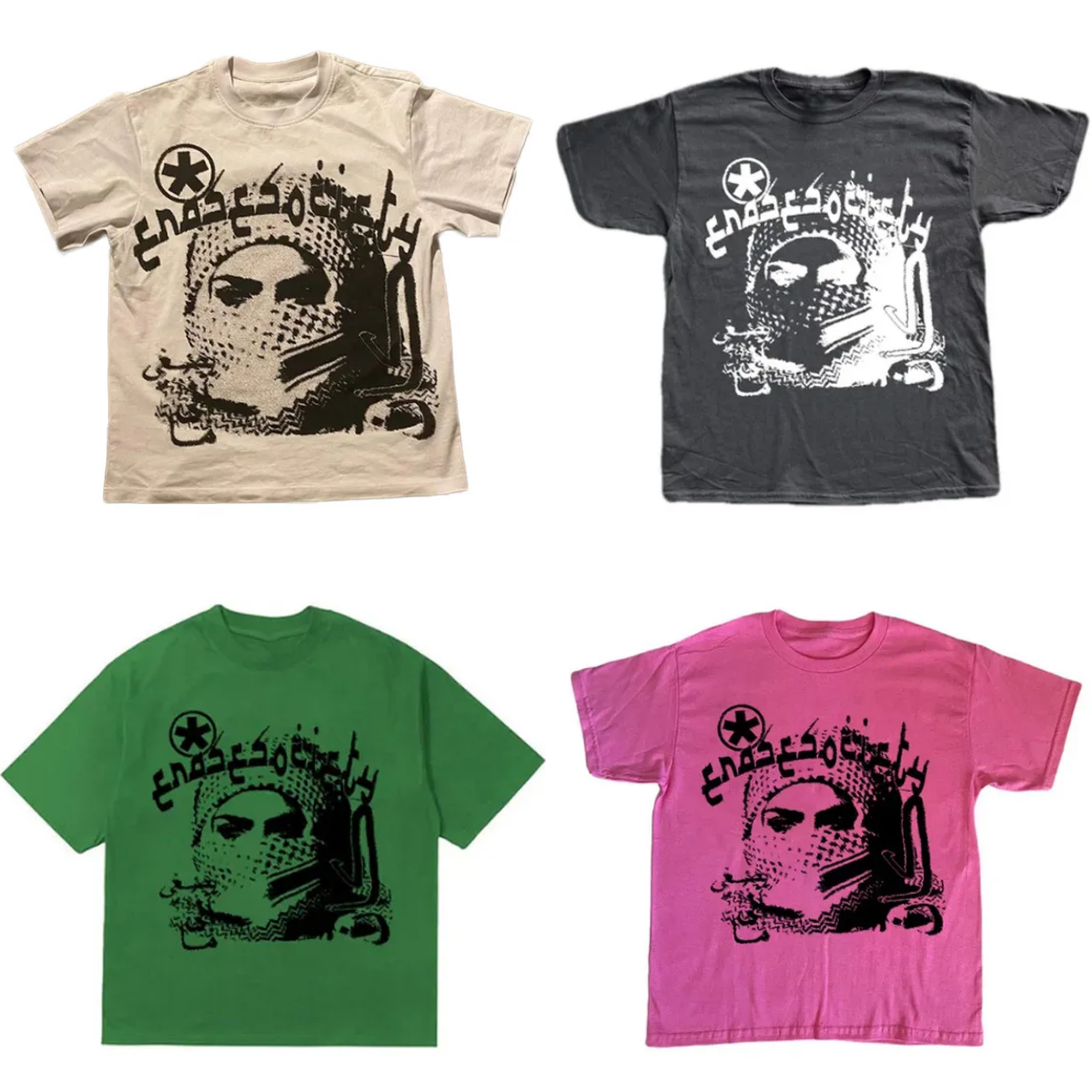 Men's T Shirts Cotton T-shirt Grunge Goth Harajuku Graphic Print O-Neck Tee Hip Hop Streetwear Loose Short Sleeve Punk Vintage Top