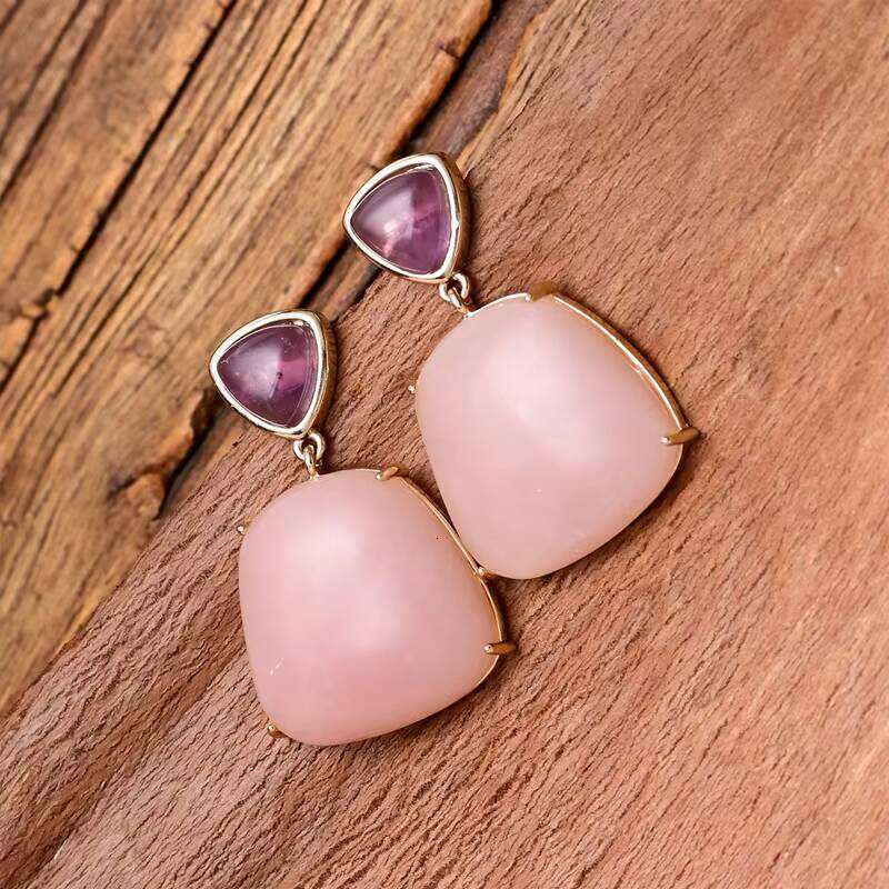 Design Healing Natural Pink Opal Emperor Fashion Women's Earrings