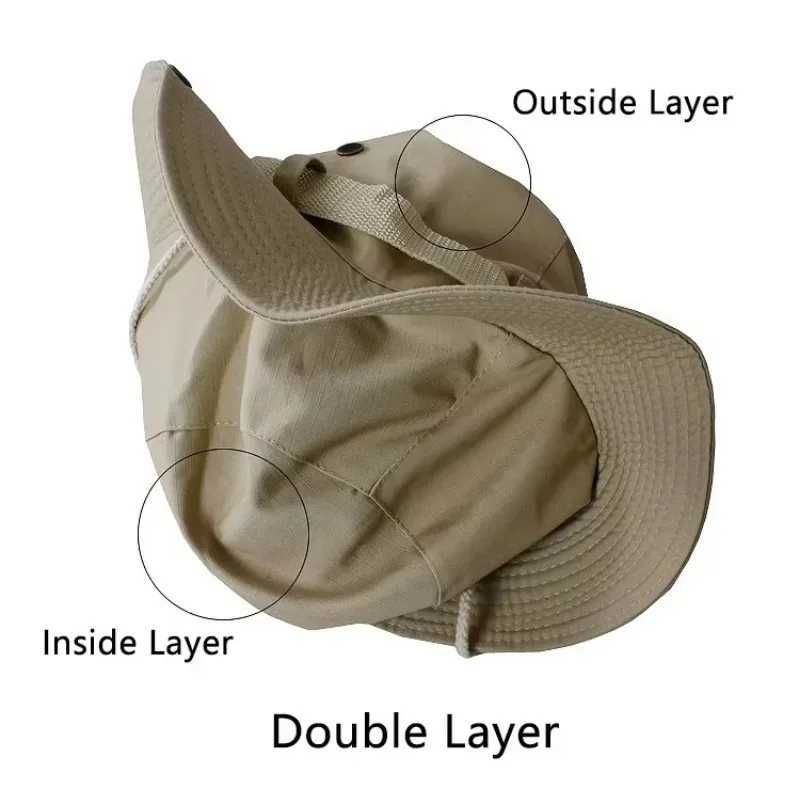 Double Layer High Quality Boonie Hat Bucket Hat Hunting Fishing Outdoor Wide Cap Brim Military For Men Women Fisherman Hat Y250707