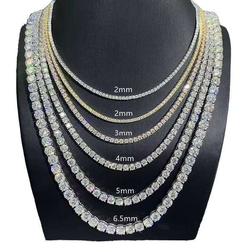 18mm Hip Hop Sier Cuban VVS Moissanite Tennis Chain Bracelet Jewelry for Men and Women Iced Out Necklace