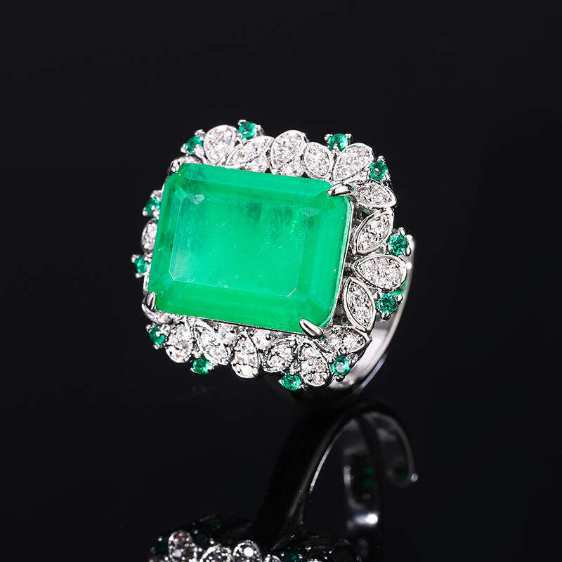 Huayoumei 2024 New Emerald Paraiba Square Ring Pendant Simple Women's Style 7E7