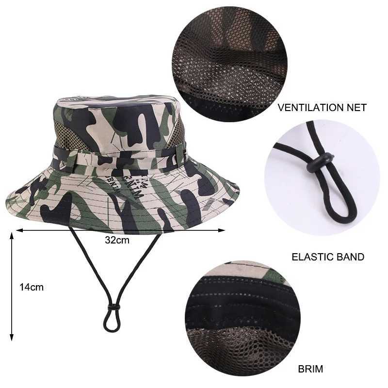New Camouflage Kids Bucket Hats Summer Outdoor Protection Print Hat UPF 50+ Safari Sun Hat for Men Women Hunting Hiking Fishing Y250707