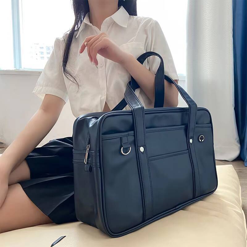 Student JK Handbag Waterproof PU Leather Single Shoulder Uniform Bag for Men And Women Official Document Commuter Backpack ddmynov