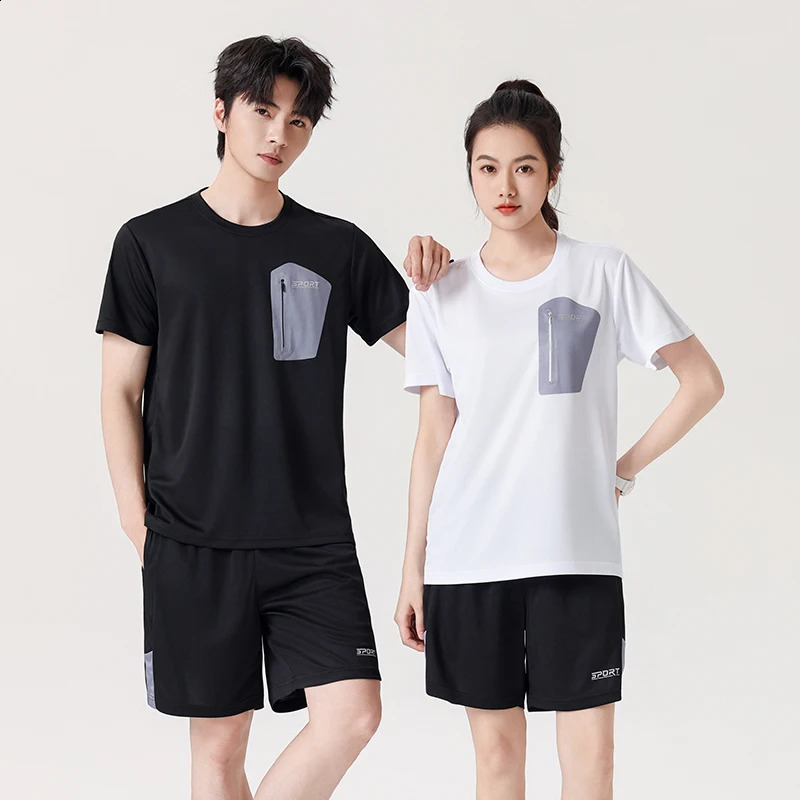 2 Clothes Sportswear Set Casual Fitness Men Summer Running Loose Short Sleeve T-Shirt Badminton Quick Dry Shorts Women Clothes 250707