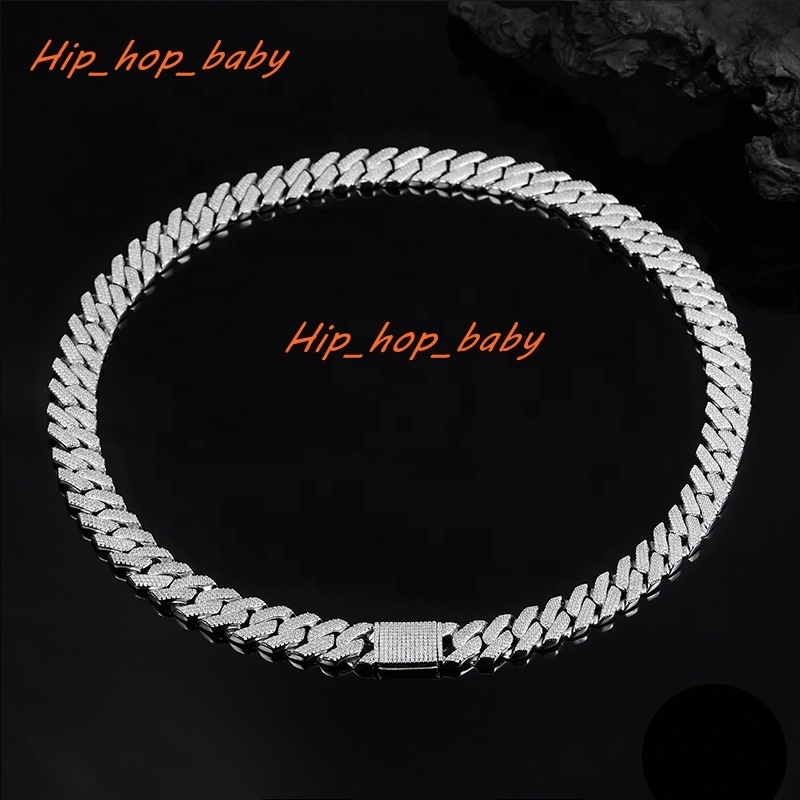 925 Sterling Silver Cuban Link 15mm Moissanite Diamond Necklace Stylish Jewelry for Men