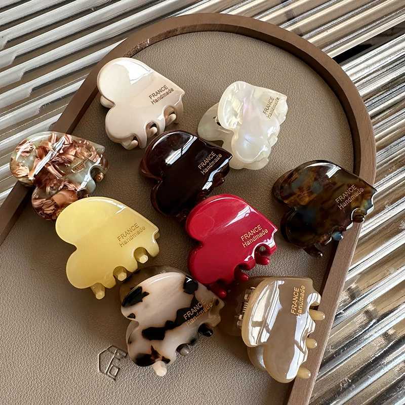 3.5cm Small Hair Claw Acetate Hair Crabs for Girls Cute Heart Shaped Hair Clips Children Women Hair Accessories Y250707