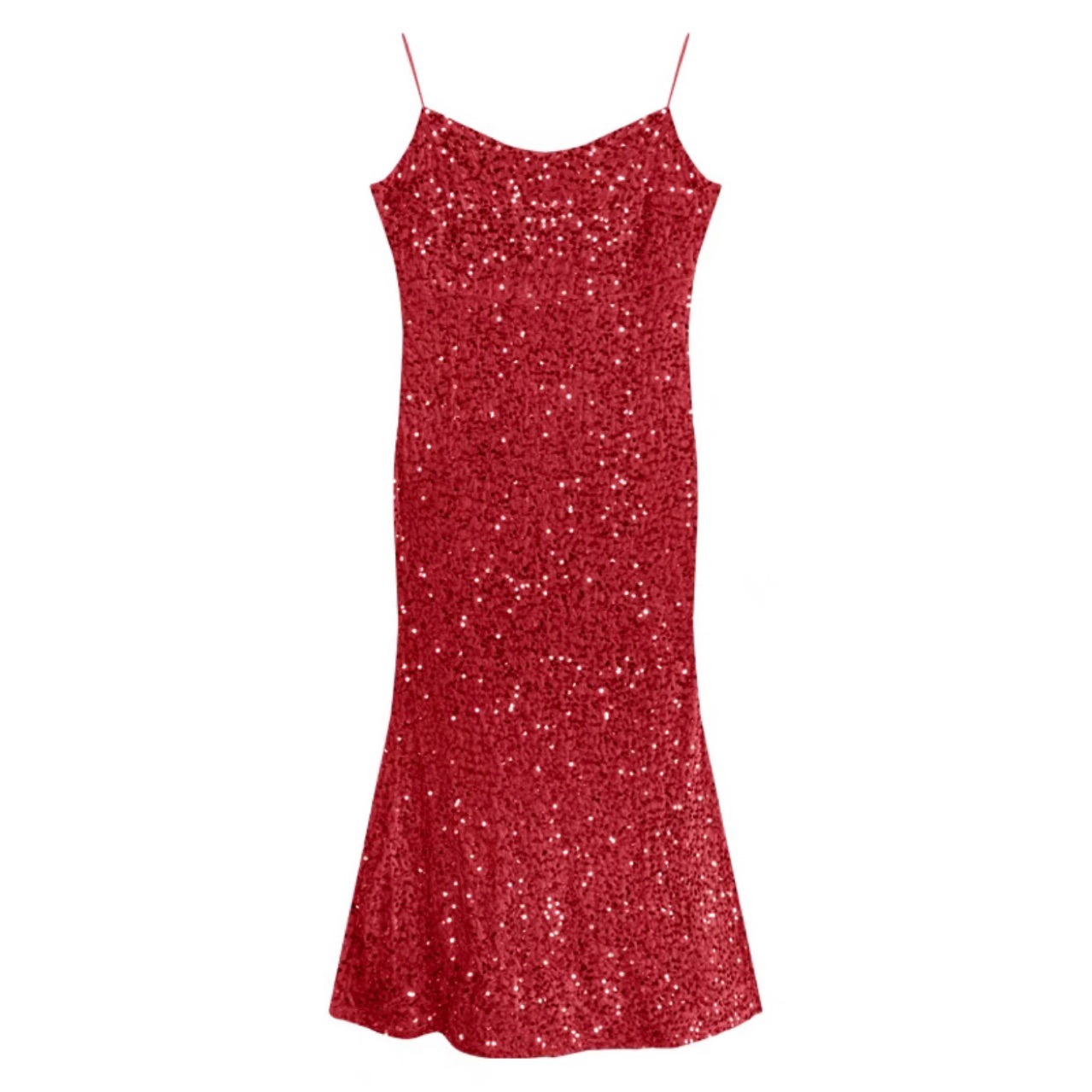 MUU150 Red Sequined Suspender Dress Women's High-end Annual Meeting Dress Hip Fishtail Skirt