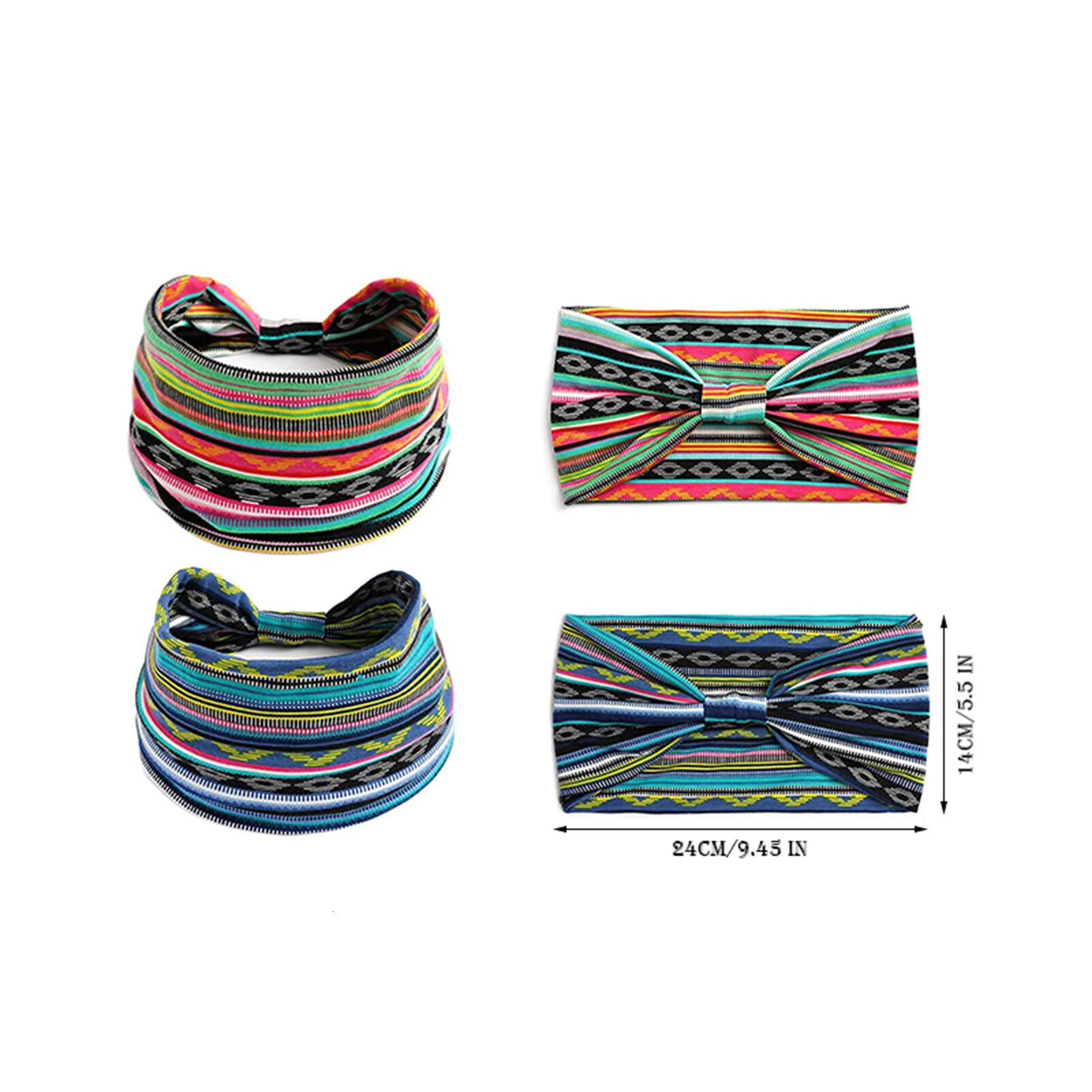 4PCS Boho Fashion Wide Headbands Sweat-absorbent Headscarf Bohemian Hair Accessories for Sports Tennis Gym Exercise MIAO-US ddmythur