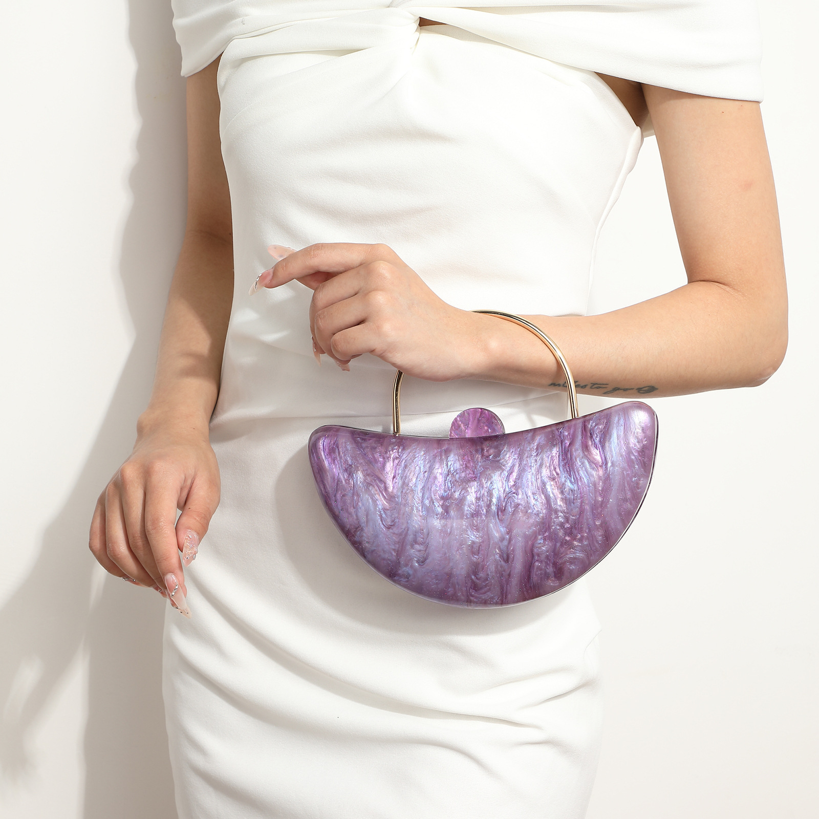 Cross border new evening gown crescent shaped good trend luck bag acrylic trend wealth bag designer bag women s handbag crossbody bag