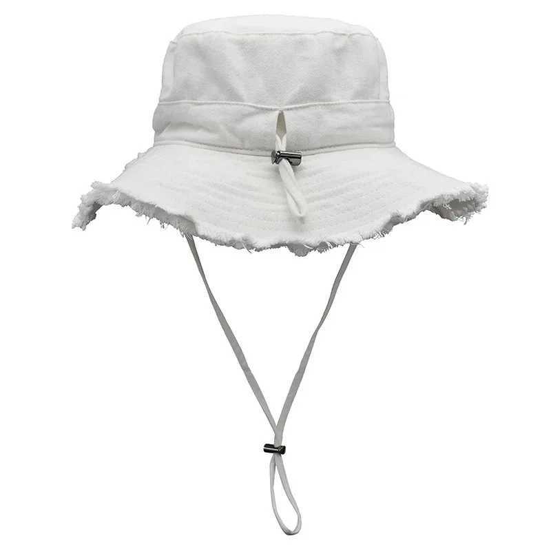 Fashion Bucket Hat Leisure Protection Sun UPF50+ Beach Hat Cap Washed Edging Mens Panama Hat Sunscreen Cap 2025 Y250707