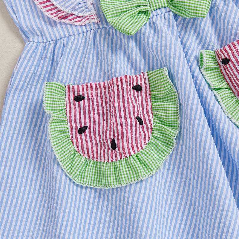 Toddler Girl s Cute Striped Dress with Flutter Sleeves Bow Detail and Convenient Pockets - Perfect for Everyday Wear or R250707