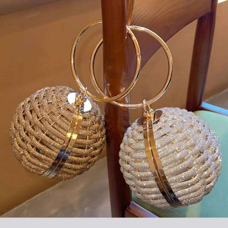 Designer bag 99 Ball Shape Evening Women Handbag Glitter Rhinestone Woven Knitted Purse Elegant Wedding Prom Party Clutch Shoulder Bag