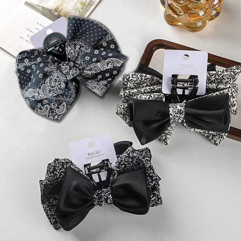 1pc Korean style temperament cashew nuts broken flowers bow grab clip hair clip shark clip Western style hair clip Z250707