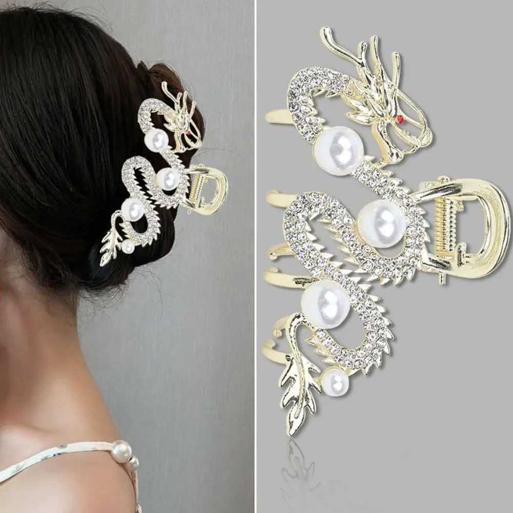 Blue Dragon Hairpin With Pearl Hair Claw Women Simple Hair Claw Hairpin Shark Clip Fashion Temperament Simple Hair Accessories Z250707