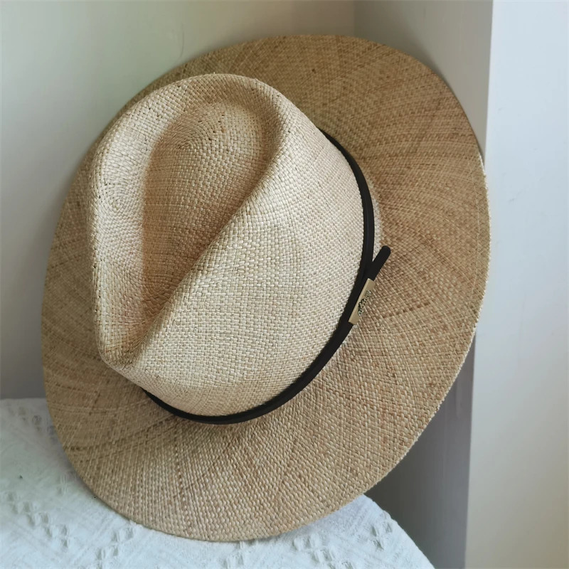French Nature Straw Hat for Women Fedora Hats Elegant Ladies Sun Basin Simple Fashion Beach Summer Jazz Panama 250707