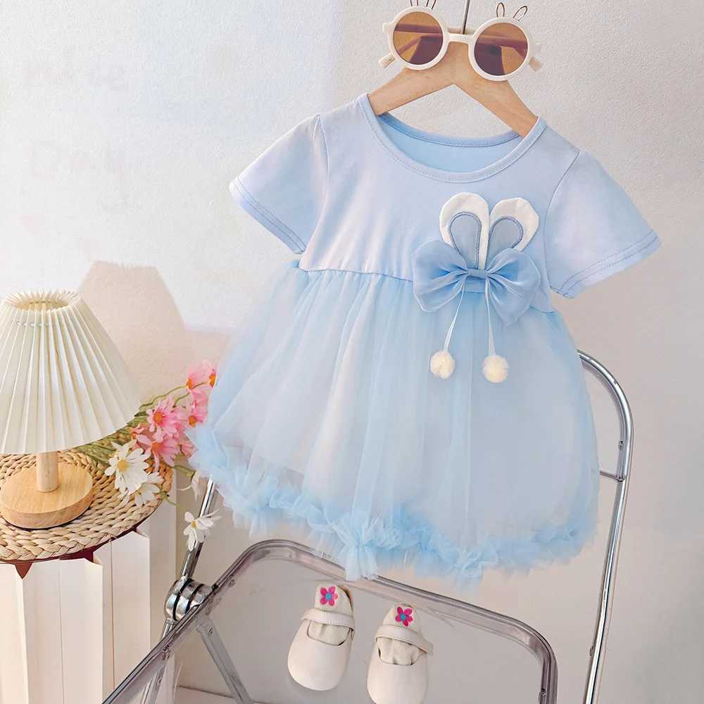 Short Sleeve Baby Dress Summer Cute Rabbit Casual Dresses Sweet and Cute Kids Clothes for 0-2 Years Baby Girl Wear R250707