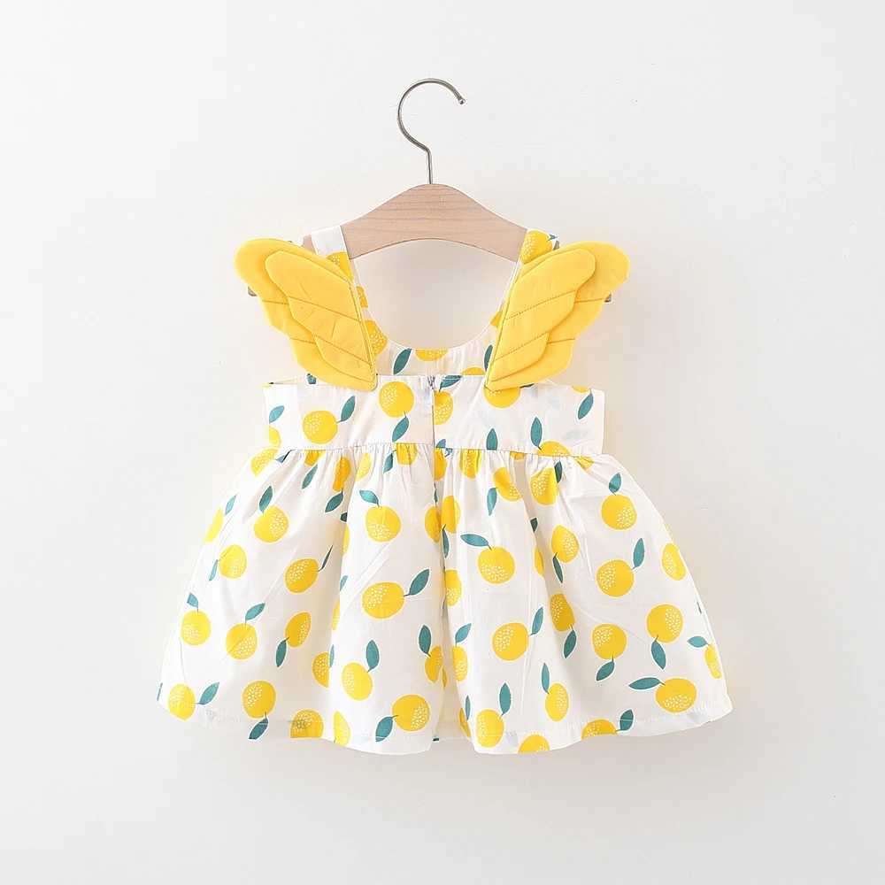 0-3 Years Old Girl Baby Summer Dress with Back Wings Full of Printed Hanging Strap Princess Dress R250707