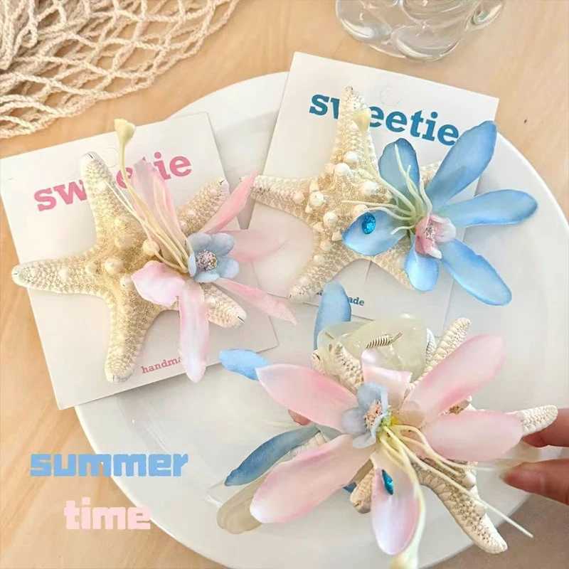 1pc Marine Series Hairpin Immortal Flower Starfish Shell Berry Headdress Starfish Grab Clip Seaside Hair Accessories Y250707