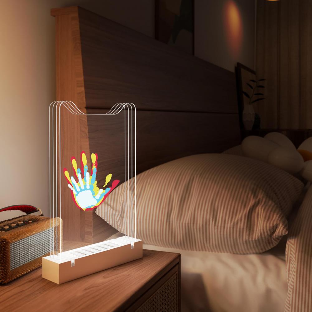 Art Diy Family Photo Frame Kit with Night Light Newborn Baby Keepsake Parents Handprint Footprint H260306