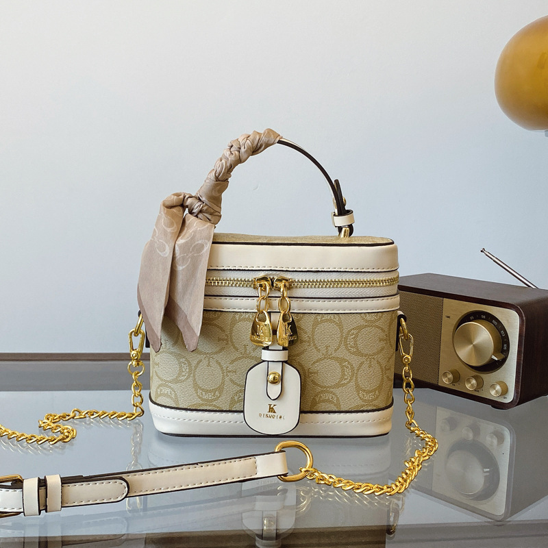 Designer High-End Printed Handbag Box for Women 2025 New Fashion Shoulder Crossbody Bucket Color-Block Small Square Light Luxury Women's Bag