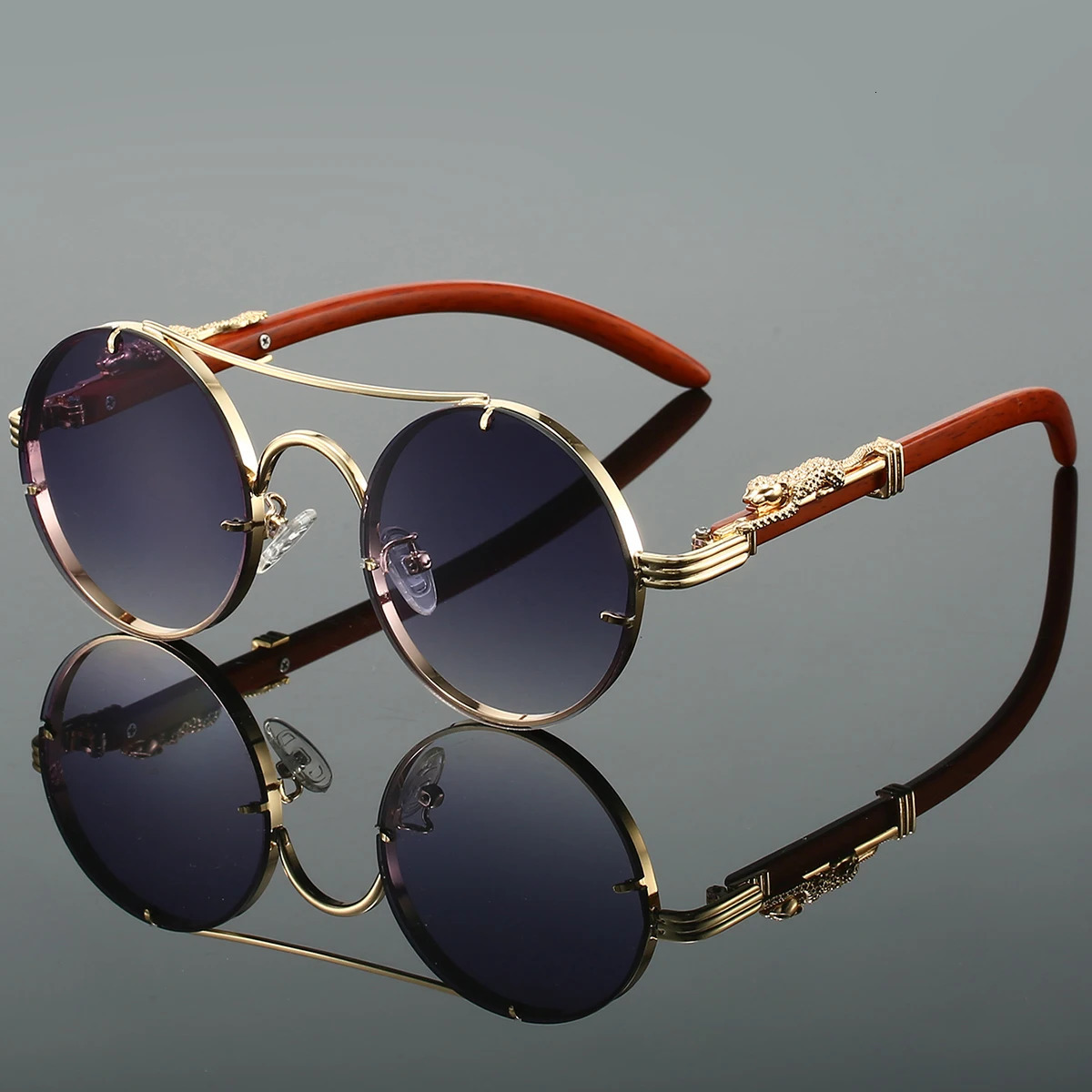KAMMPT Vintage Round Sunglasses Men Fashion Double Bridge Multicolor Shades Women Retro Trendy y n Sun Glasses 250707