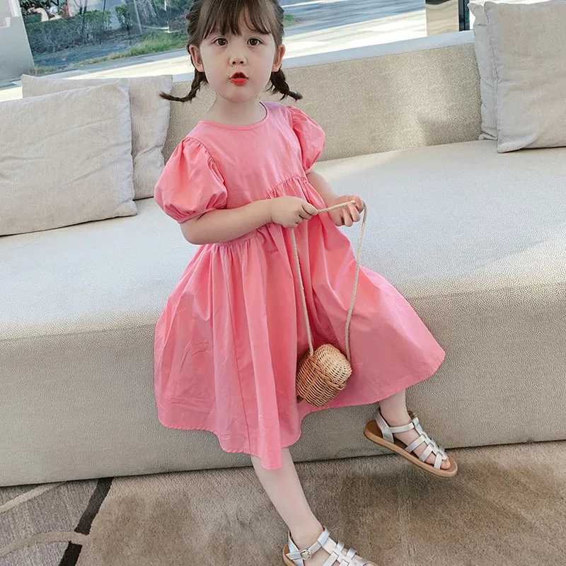 Summer Girls Dress Puff Sleeve Vestidos Round Neck Sweet Princess Dress Korean Outfits Baby Kids Childrens Clothing For Girl R250707